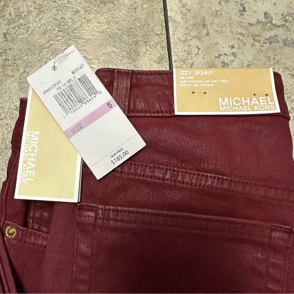 NWTs Michael Kors Izzy Skinny Size 6 Merlot Skinny Jeans - Picture 2 of 5